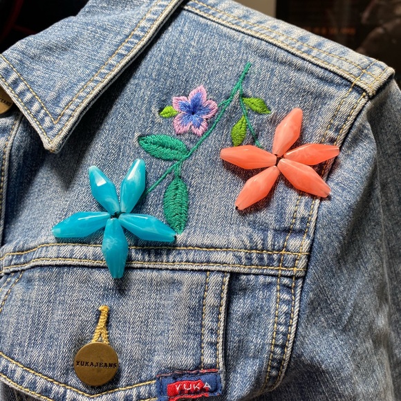 Embroidered Yuka Jean jacket bead embellished S - Picture 5 of 11